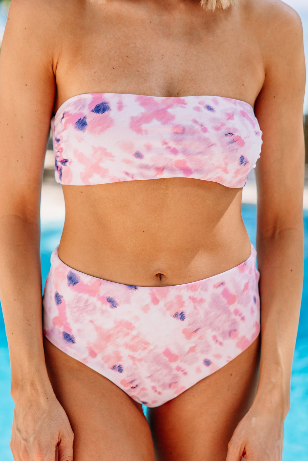 Smile And Wave Pink Tie Dye Bikini Top