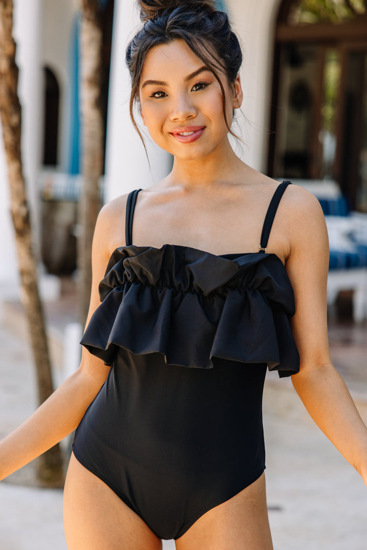 Feeling Sweet Black Ruffled One Piece