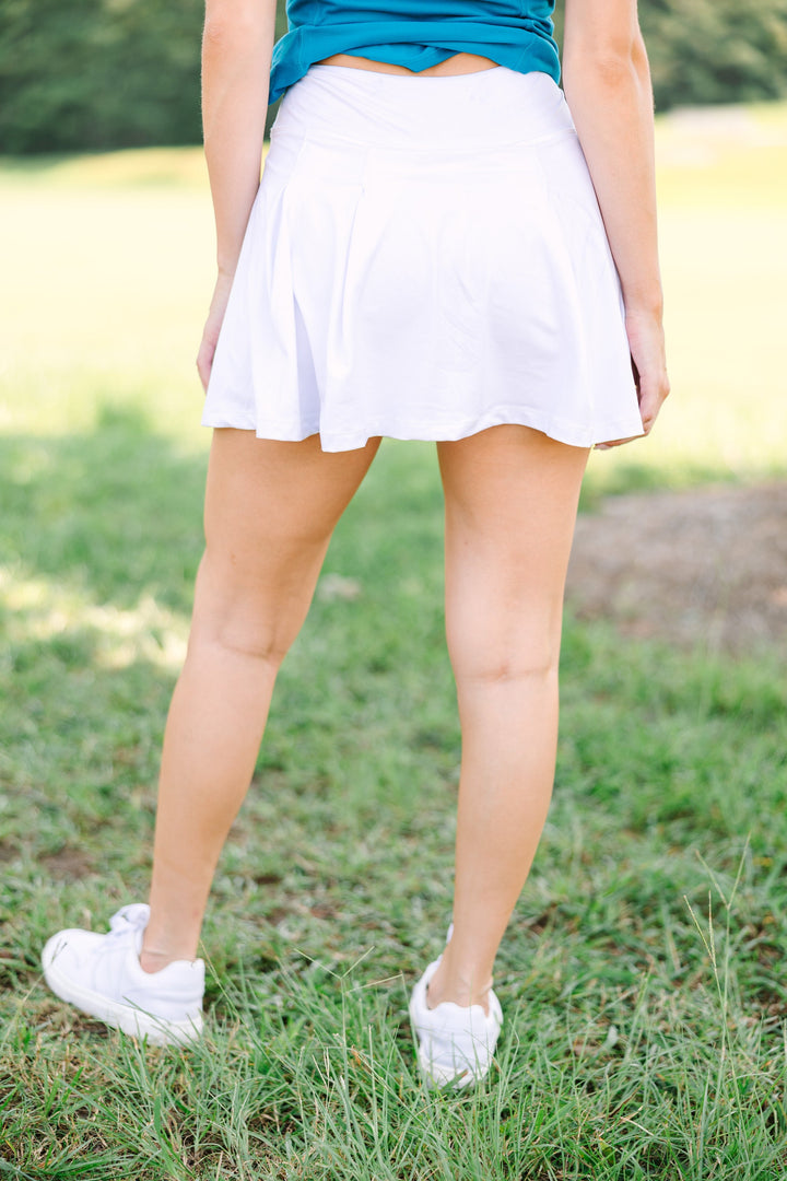 Let It Go White Active Skort