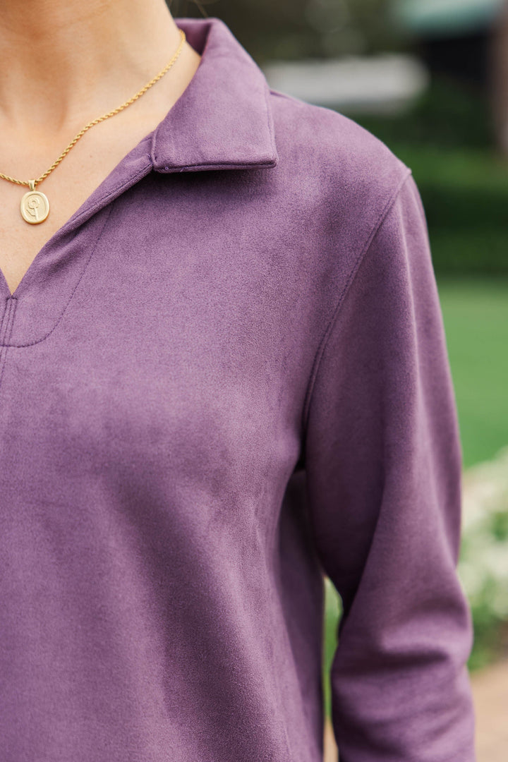 Never Forget Plum Purple Suede Blouse