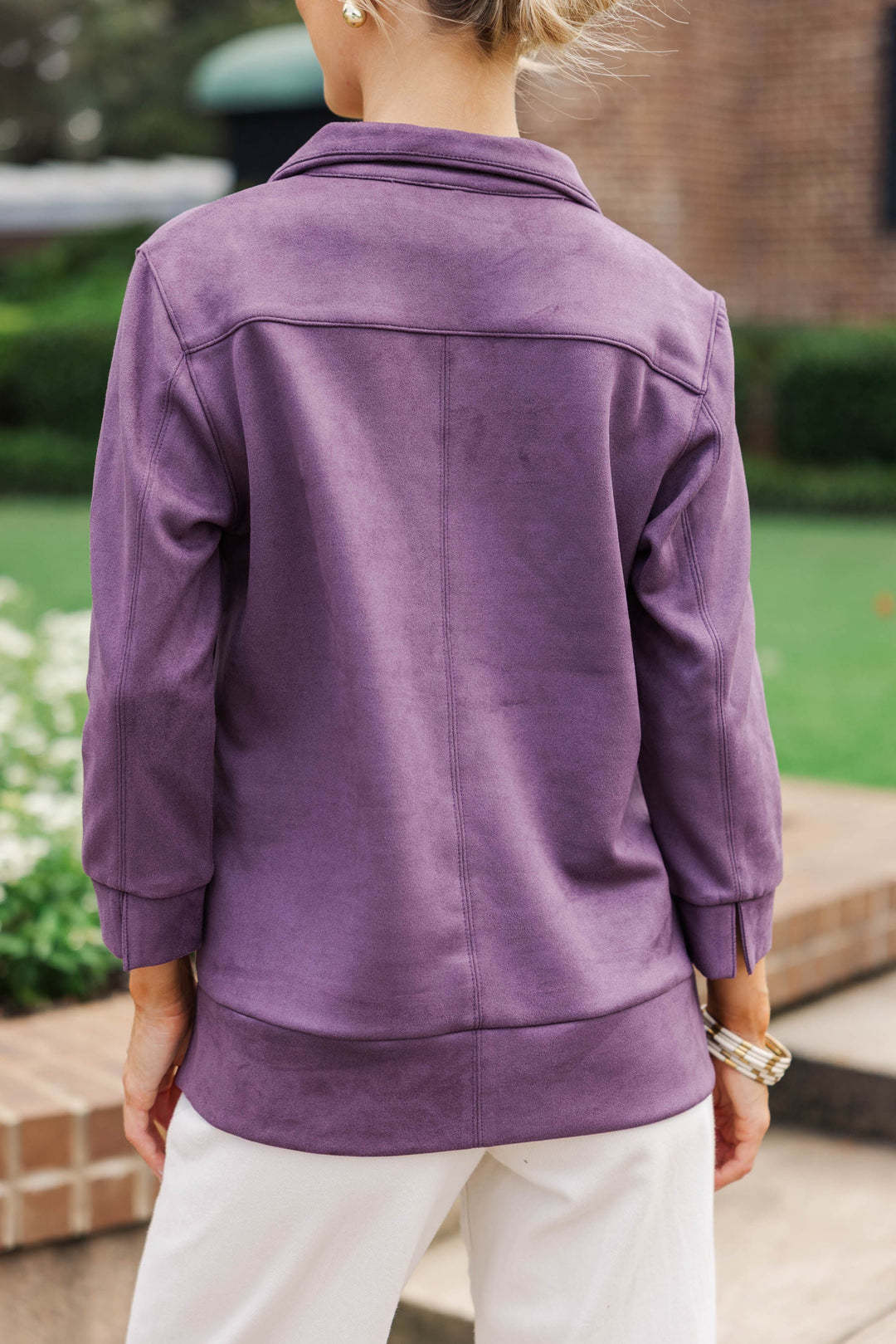 Never Forget Plum Purple Suede Blouse