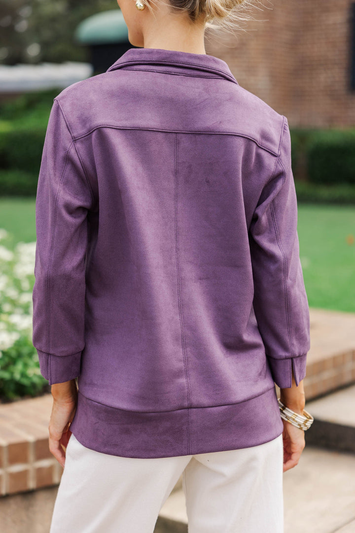 Never Forget Plum Purple Suede Blouse