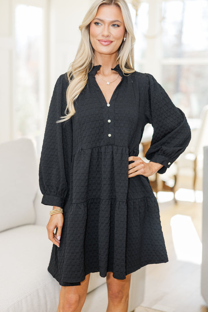 NURSING COLLECTION: All Up To You Black Textured Dress