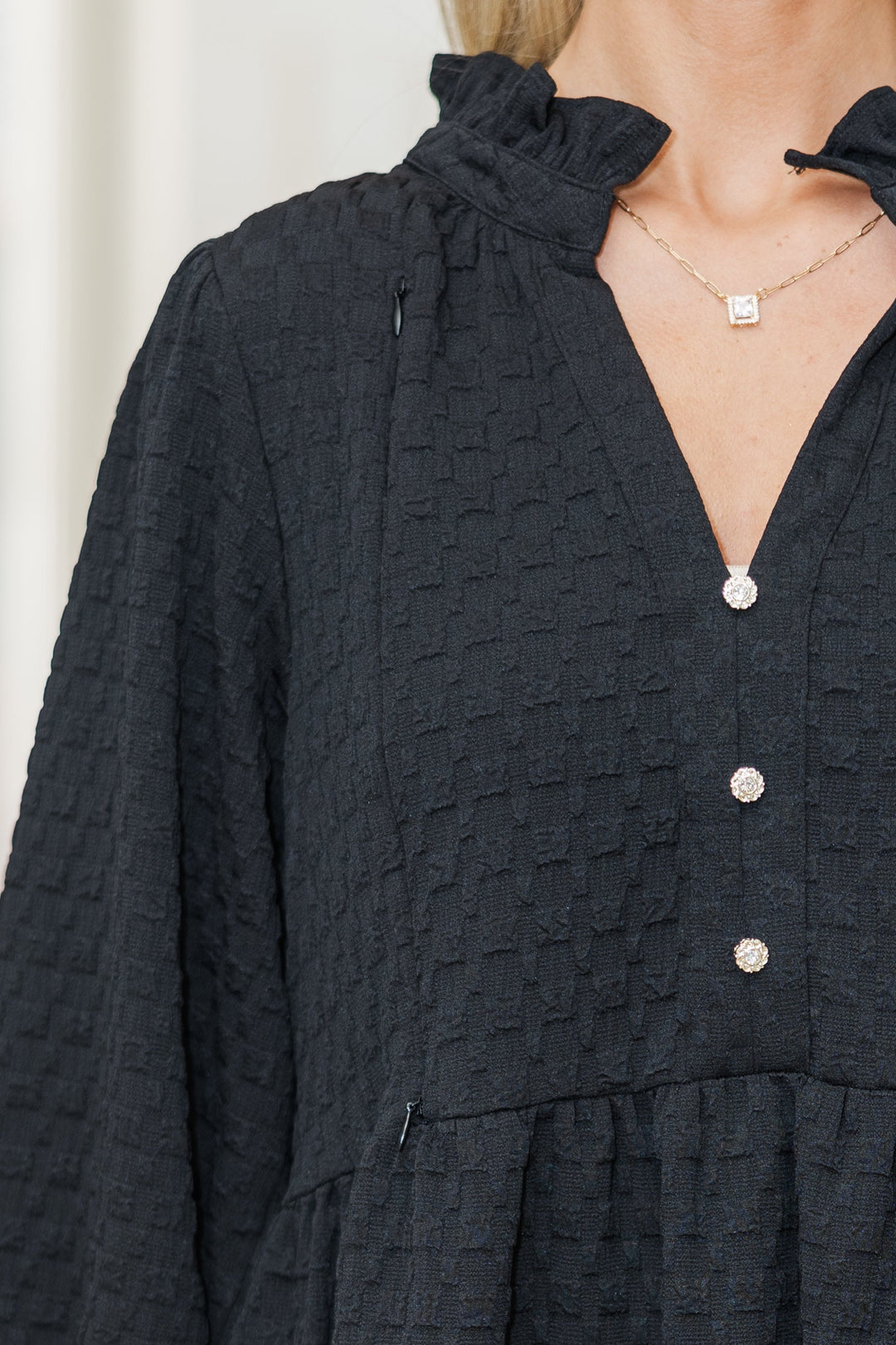 NURSING COLLECTION: All Up To You Black Textured Dress