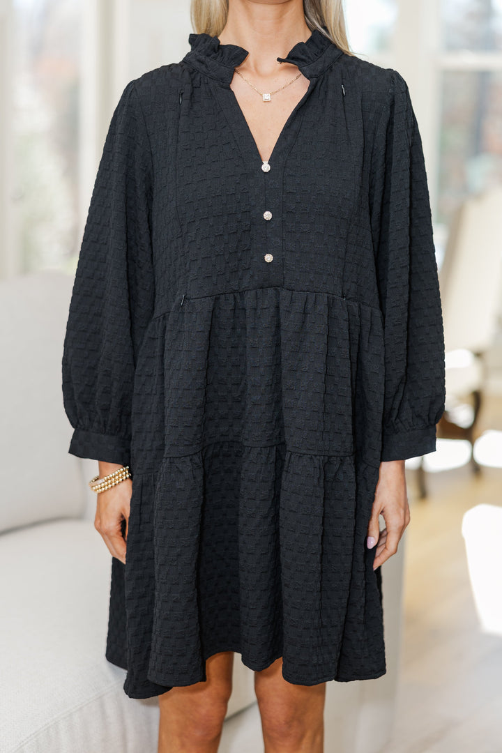NURSING COLLECTION: All Up To You Black Textured Dress