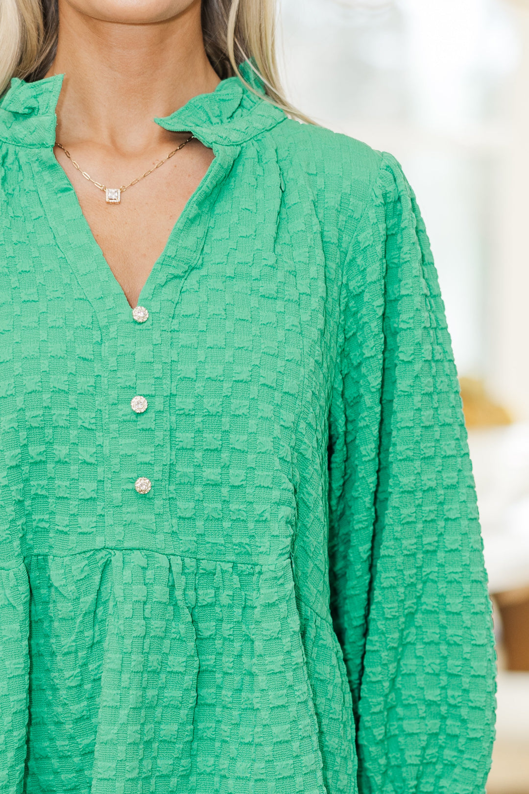 NURSING COLLECTION: All Up To You Green Textured Dress