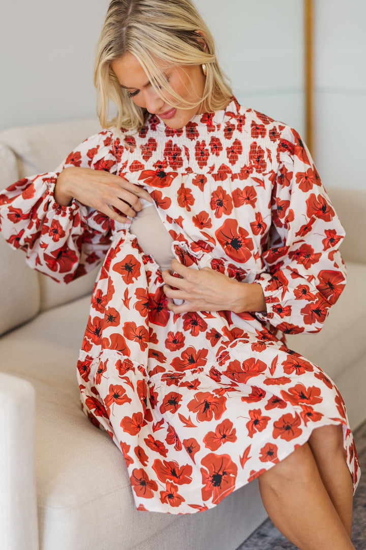 NURSING COLLECTION: Be Your Best Rust Floral Babydoll Dress