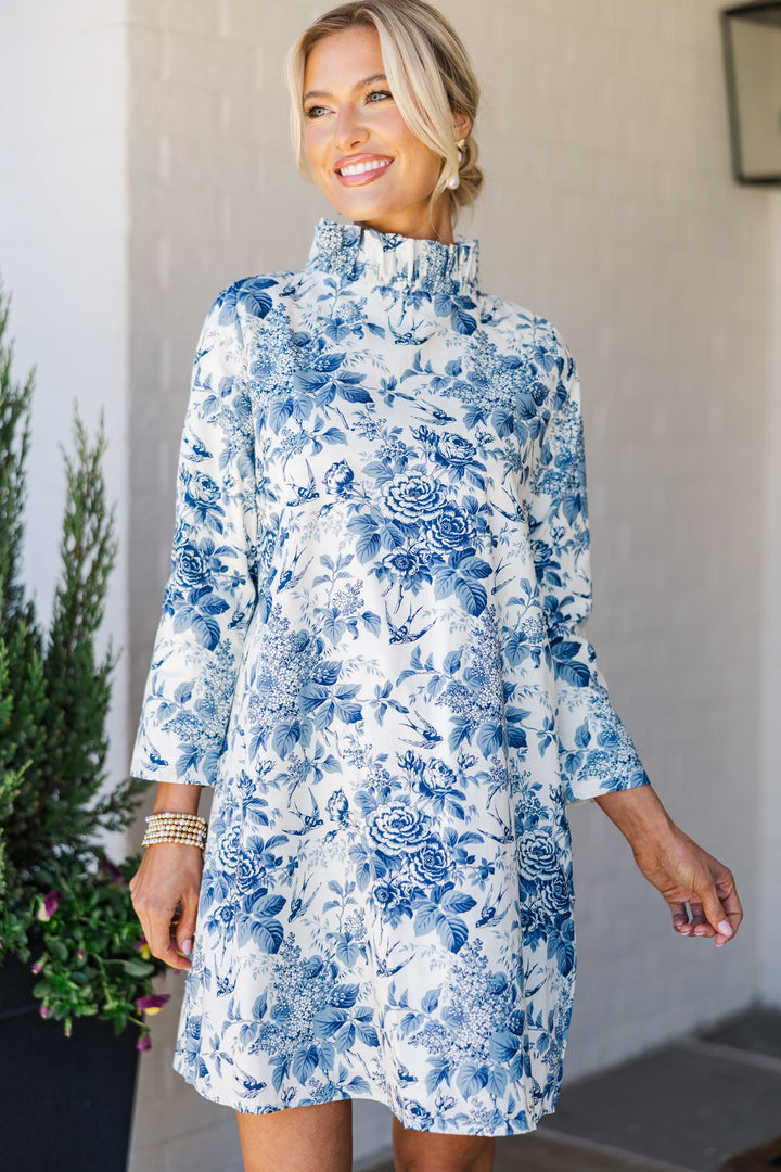 This Is It Navy Blue Toile Swing Dress