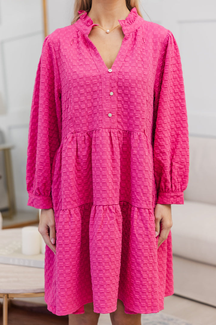 NURSING COLLECTION: All Up To You Fuchsia Pink Textured Dress