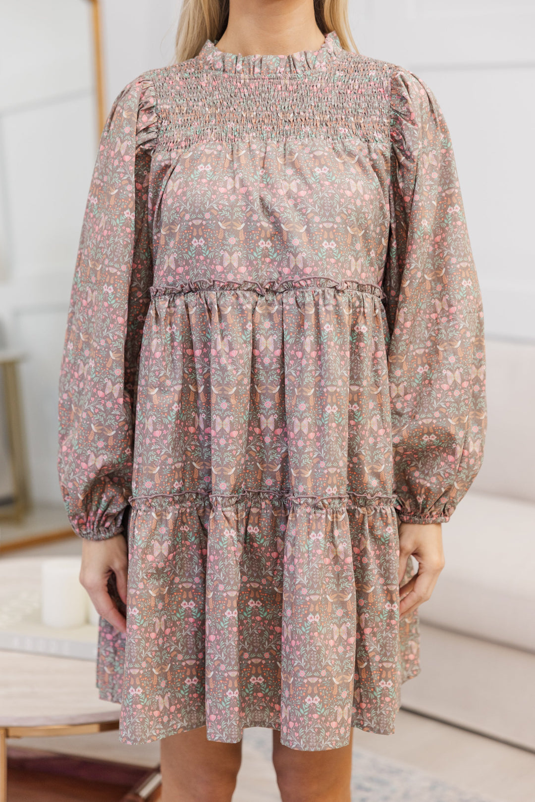 NURSING COLLECTION: Be Your Best Brown Ditsy Floral Babydoll Dress