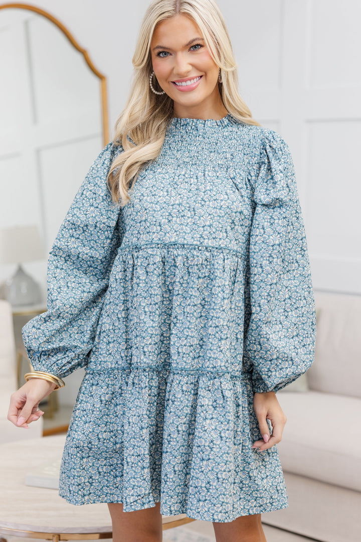 NURSING COLLECTION: Be Your Best Blue Ditsy Floral Babydoll Dress