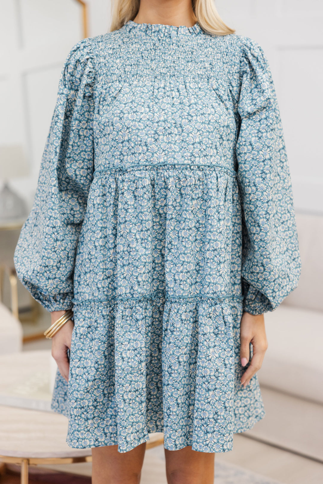 NURSING COLLECTION: Be Your Best Blue Ditsy Floral Babydoll Dress