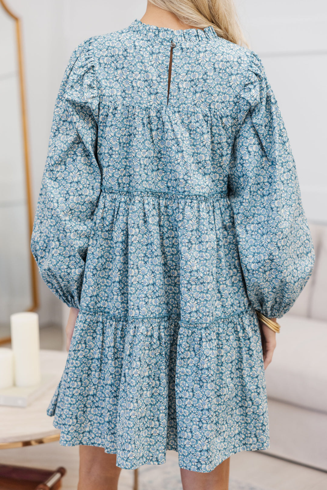 NURSING COLLECTION: Be Your Best Blue Ditsy Floral Babydoll Dress