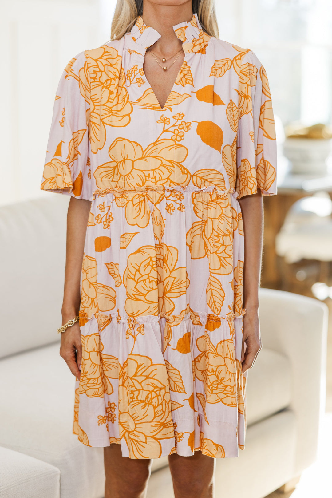 NURSING COLLECTION: Feeling Your Best Mustard Yellow Floral Dress