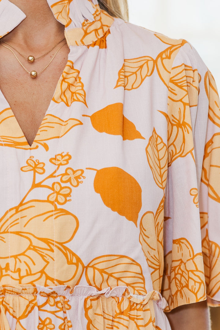 NURSING COLLECTION: Feeling Your Best Mustard Yellow Floral Dress