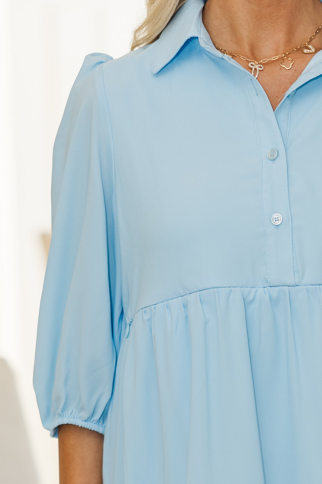 NURSING COLLECTION: Love Found Blue Tiered Midi Dress