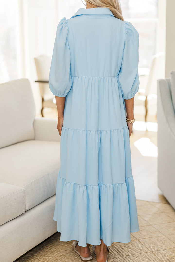 NURSING COLLECTION: Love Found Blue Tiered Midi Dress