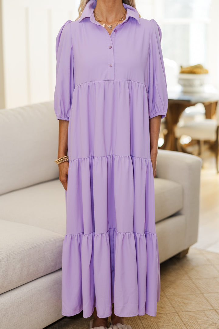 NURSING COLLECTION: Love Found Lavender Tiered Midi Dress