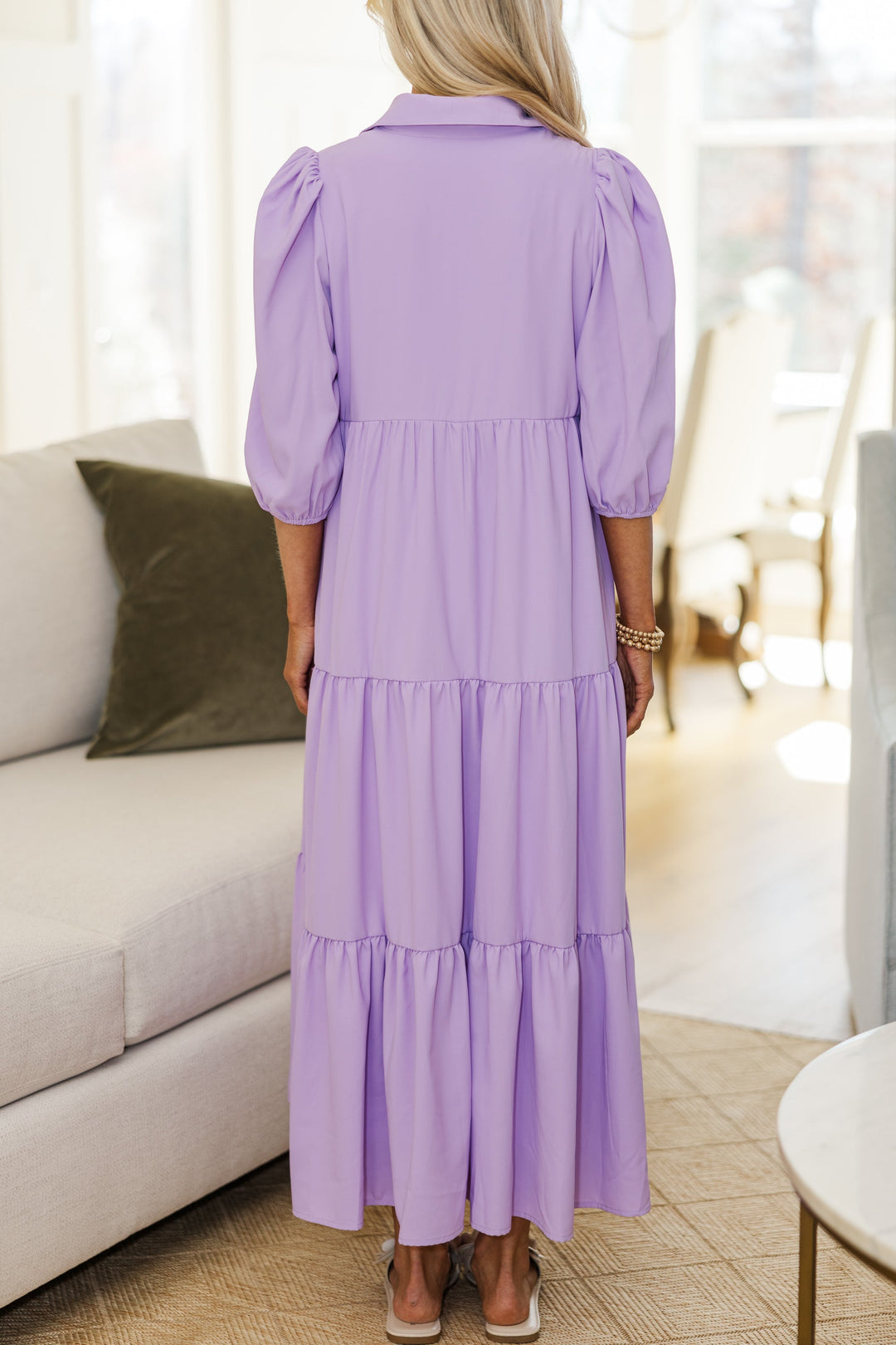 NURSING COLLECTION: Love Found Lavender Tiered Midi Dress