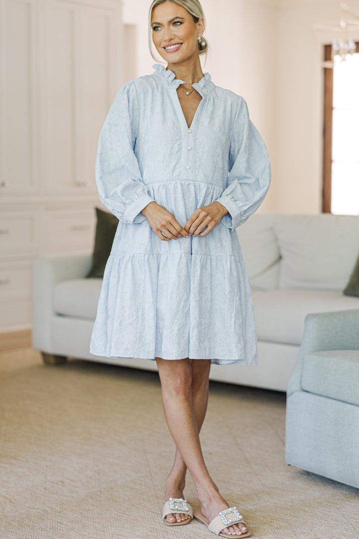 NURSING COLLECTION: All Up To You Light Blue Textured Dress