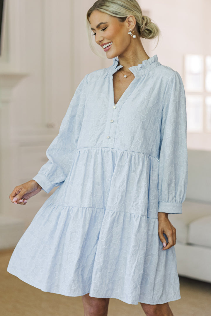 NURSING COLLECTION: All Up To You Light Blue Textured Dress