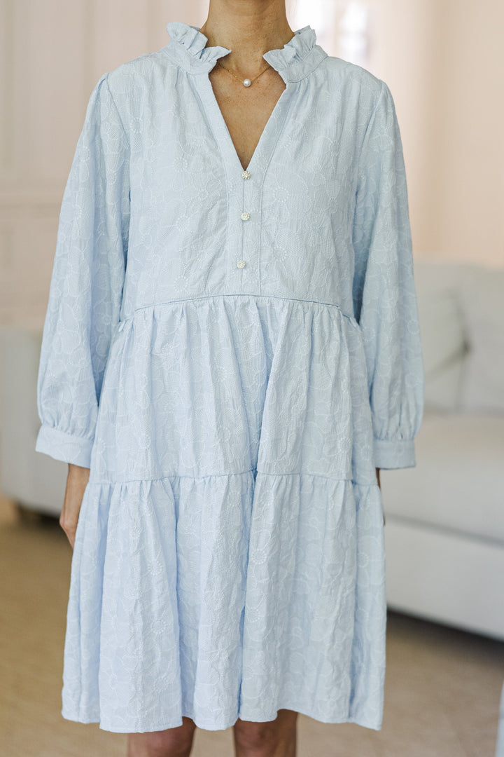 NURSING COLLECTION: All Up To You Light Blue Textured Dress