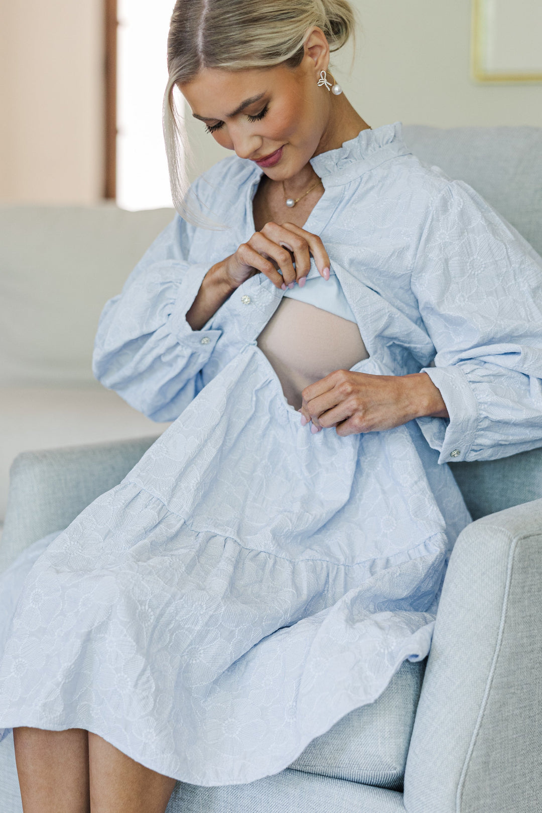 NURSING COLLECTION: All Up To You Light Blue Textured Dress