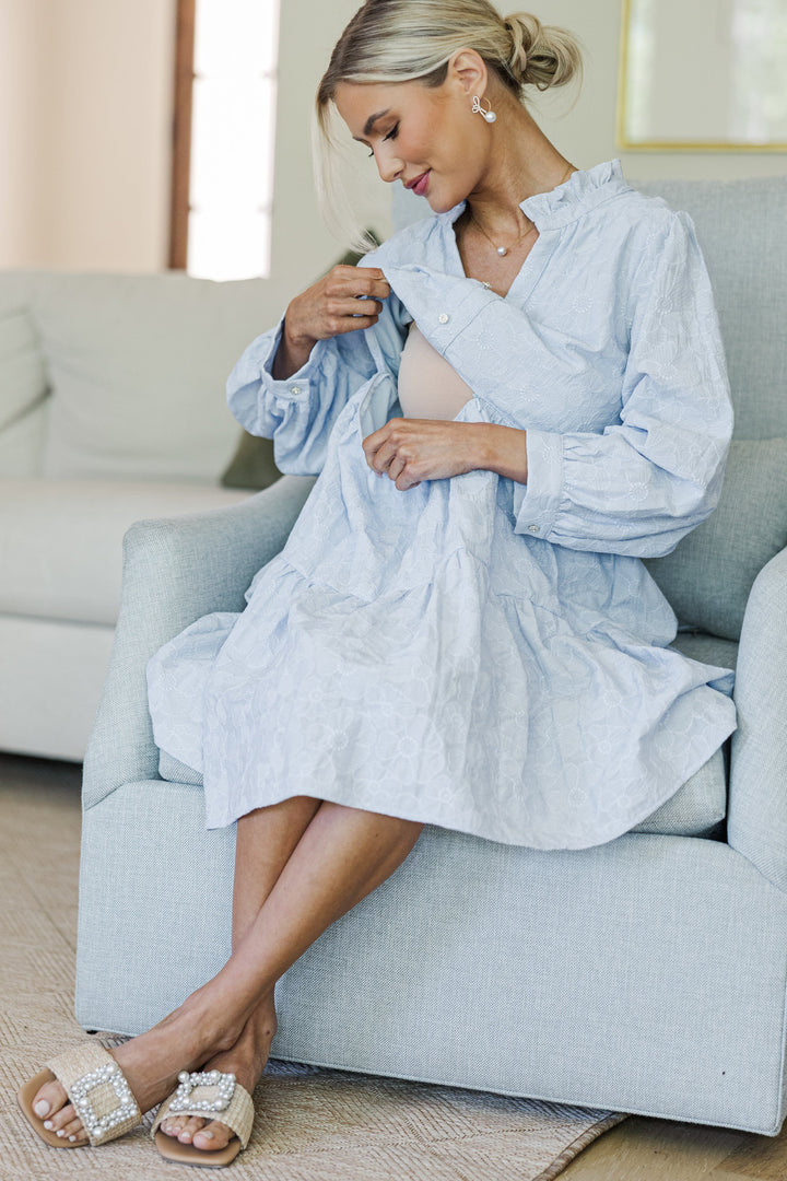 NURSING COLLECTION: All Up To You Light Blue Textured Dress