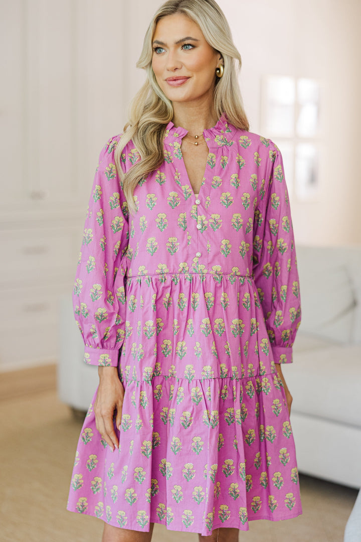 NURSING COLLECTION: All Up To You Pink Medallion Dress