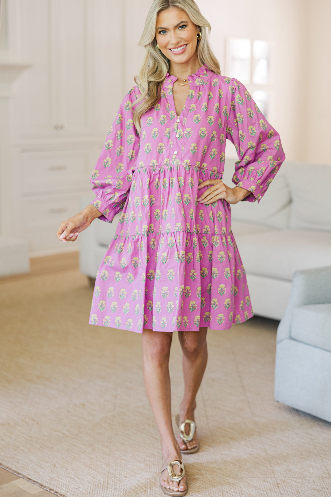 NURSING COLLECTION: All Up To You Pink Medallion Dress