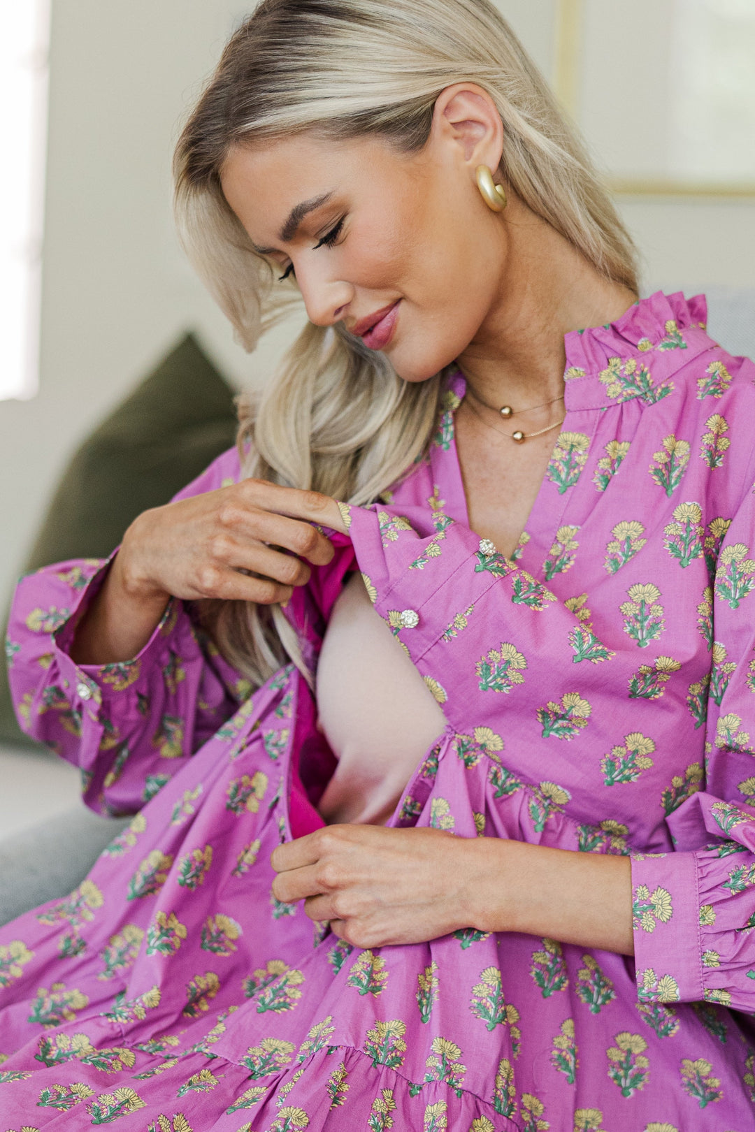 NURSING COLLECTION: All Up To You Pink Medallion Dress