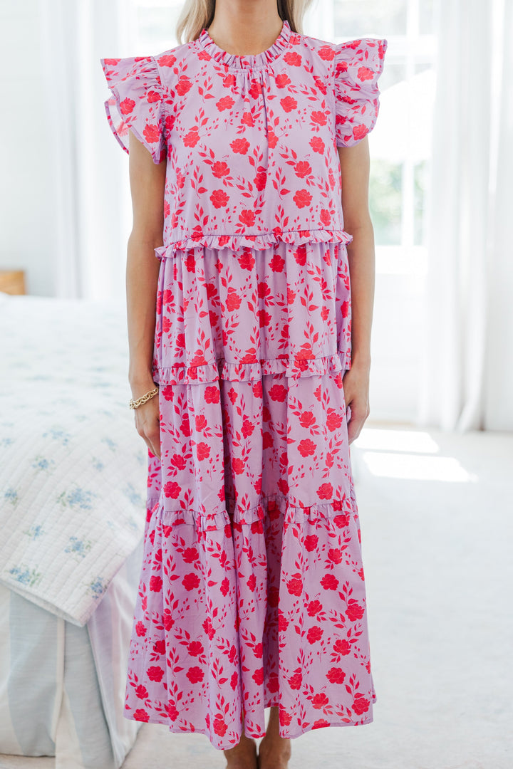 NURSING COLLECTION: What It Means Lavender Floral Midi Dress