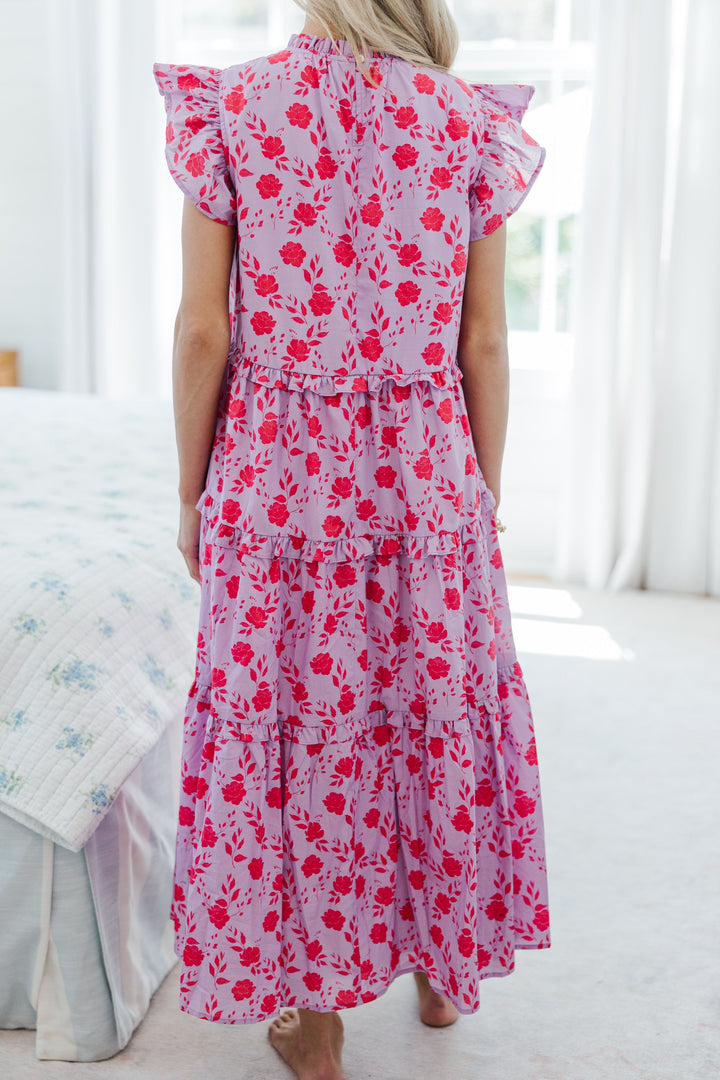 NURSING COLLECTION: What It Means Lavender Floral Midi Dress