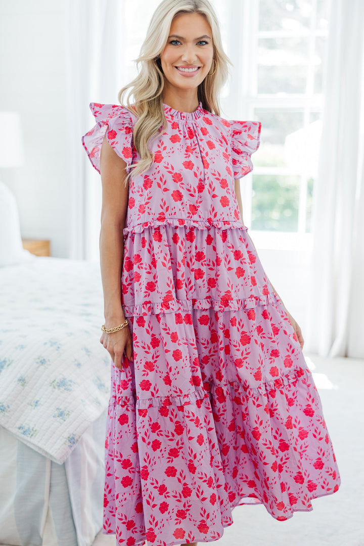 NURSING COLLECTION: What It Means Lavender Floral Midi Dress