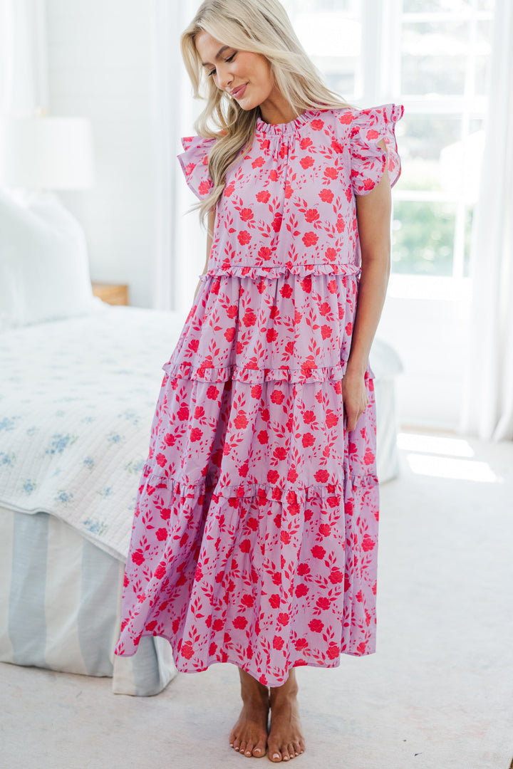 NURSING COLLECTION: What It Means Lavender Floral Midi Dress