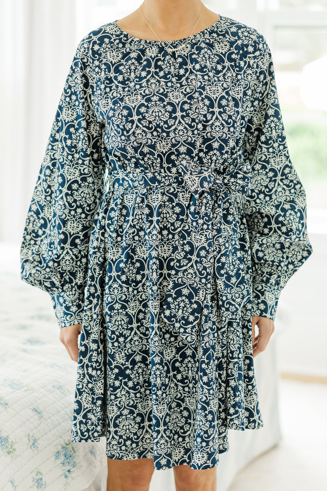 NURSING COLLECTION: In Your Love Navy Paisley Tied Waist Dress