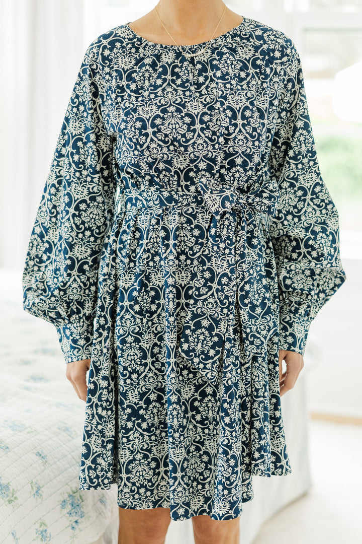 NURSING COLLECTION: In Your Love Navy Paisley Tied Waist Dress
