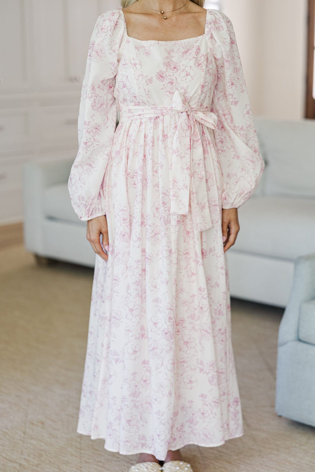NURSING COLLECTION: Feeling Oh So Sweet Pink Toile Midi Dress