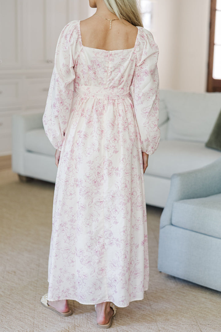 NURSING COLLECTION: Feeling Oh So Sweet Pink Toile Midi Dress