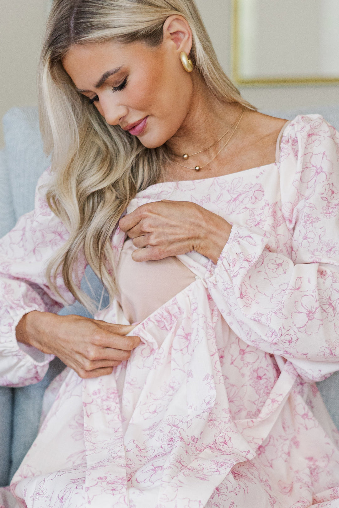 NURSING COLLECTION: Feeling Oh So Sweet Pink Toile Midi Dress