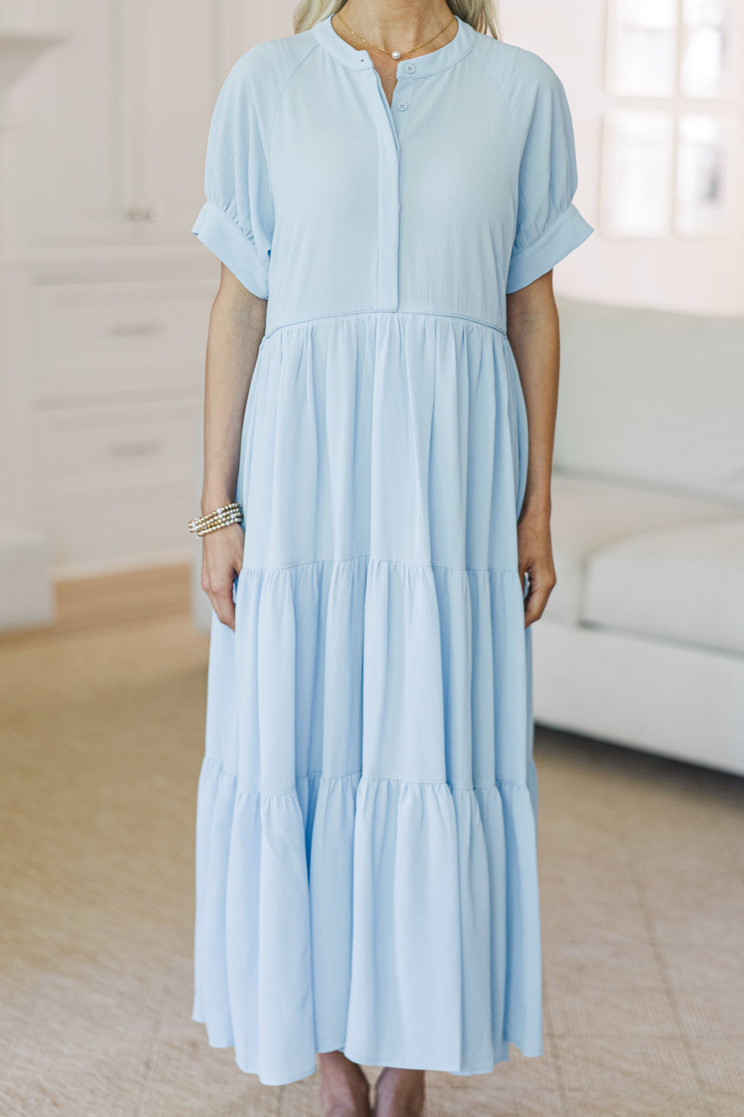 NURSING COLLECTION: Clear Skies Ahead Light Blue Midi Dress