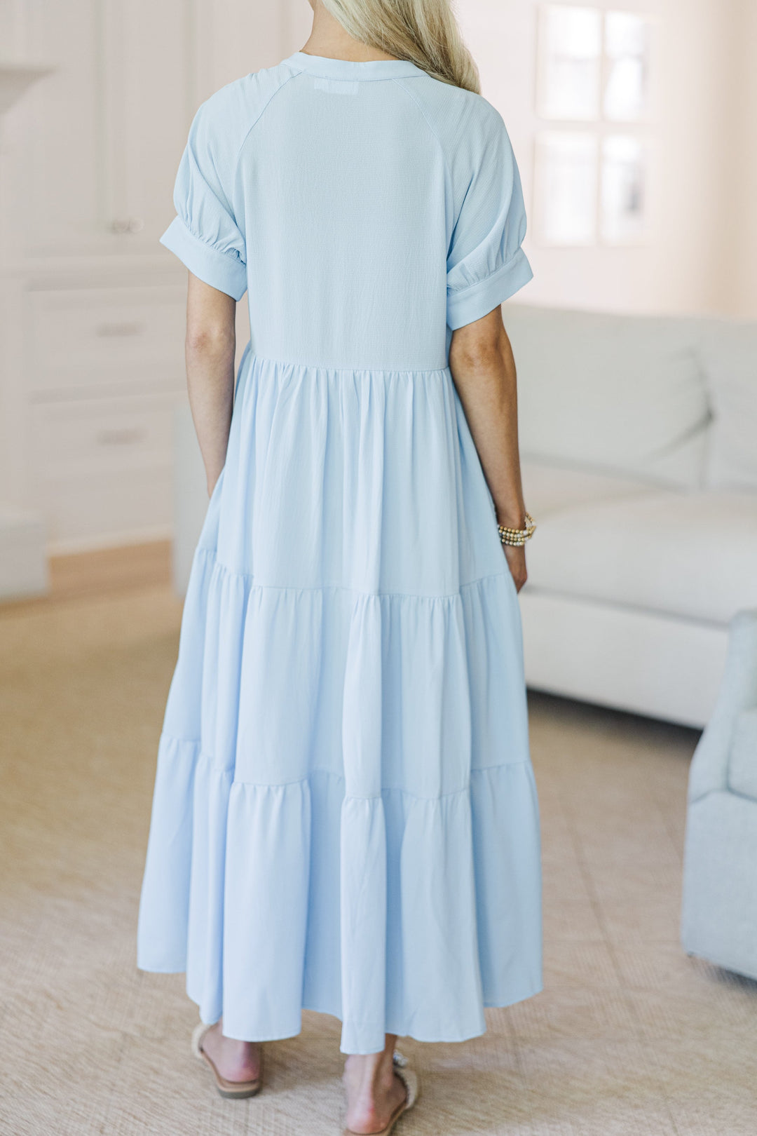 NURSING COLLECTION: Clear Skies Ahead Light Blue Midi Dress