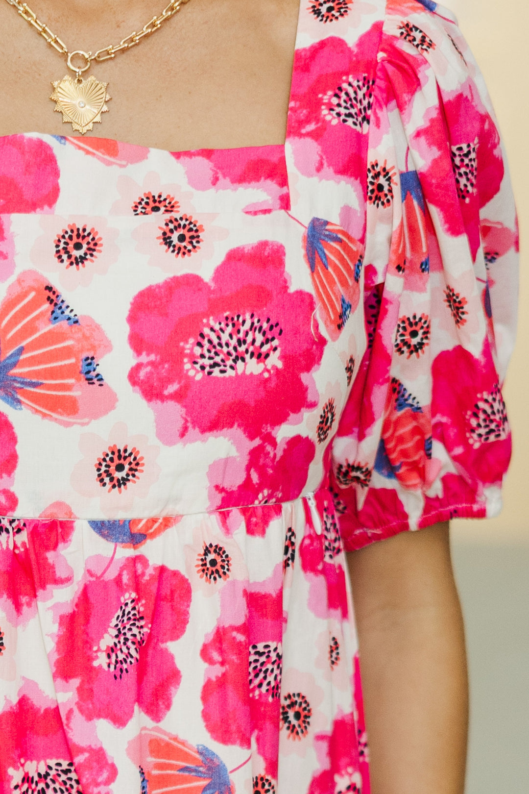 NURSING COLLECTION: Answer The Call Fuchsia Floral Midi Dress