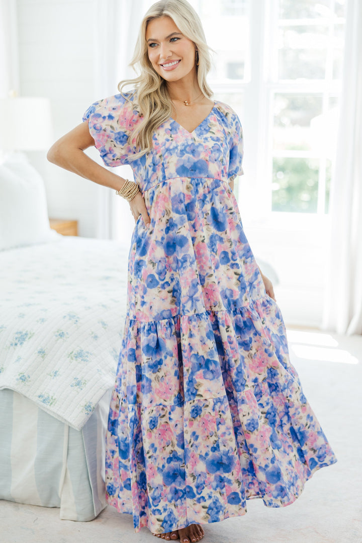 NURSING COLLECTION: Falling In Love Purple Watercolor Maxi Dress