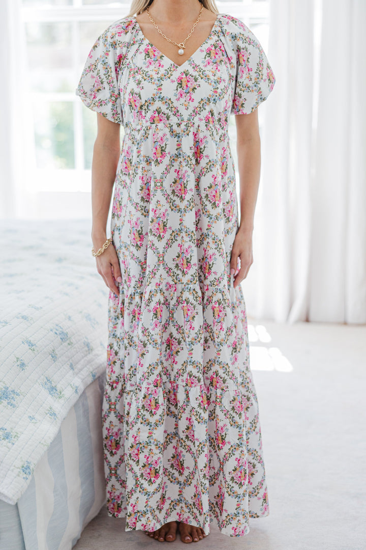 NURSING COLLECTION: Falling In Love Cream Floral Maxi Dress