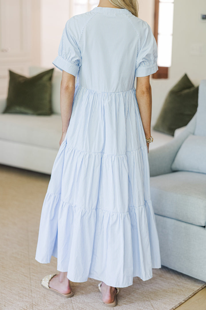 NURSING COLLECTION: Clear Skies Ahead Blue Striped Midi Dress