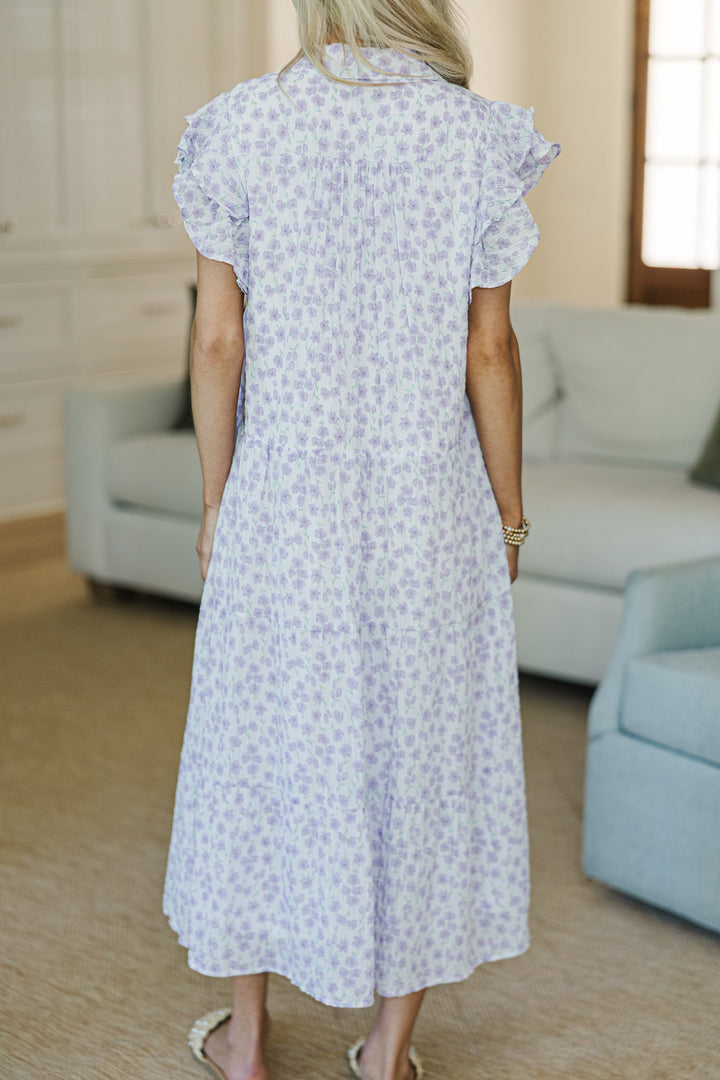 NURSING COLLECTION: Look You Up Lavender Ditsy Floral Midi Dress