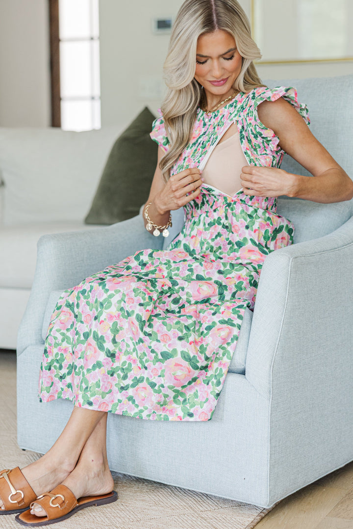 NURSING COLLECTION: Learn From The Best Pink Floral Smocked Dress