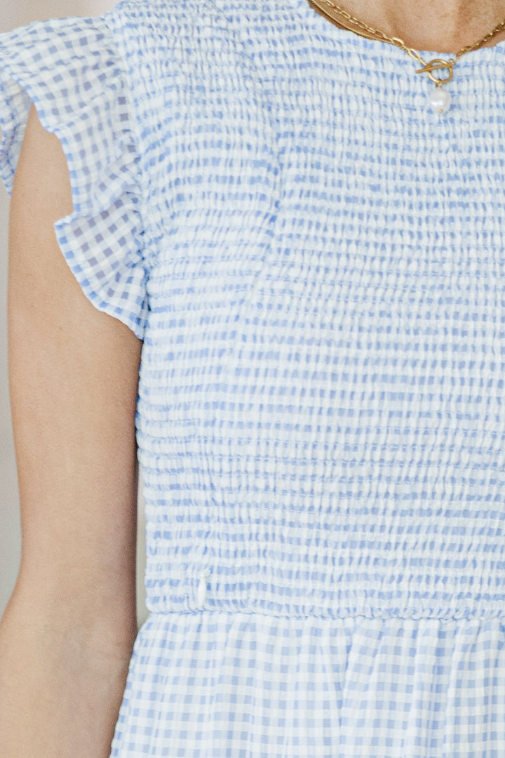 NURSING COLLECTION: Learn From The Best Light Blue Gingham Smocked Dress