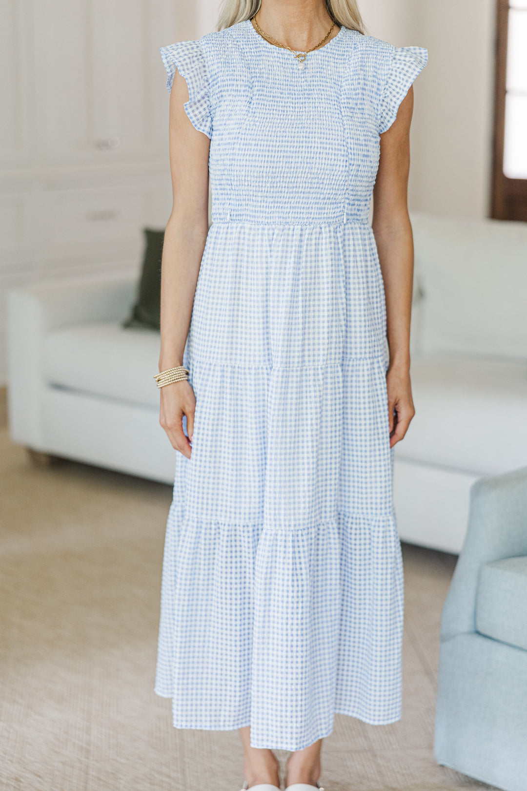 NURSING COLLECTION: Learn From The Best Light Blue Gingham Smocked Dress